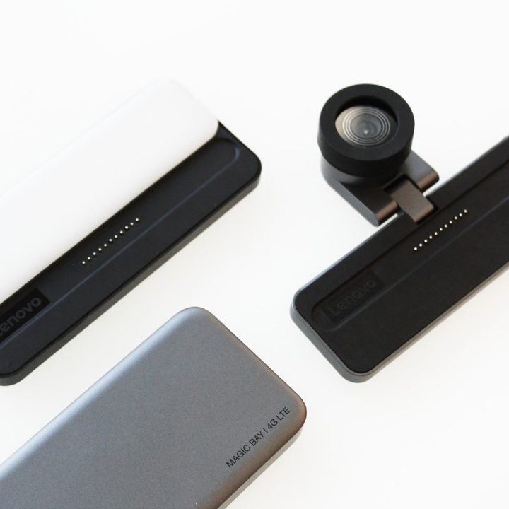 Three Magic Bay attachments on a table.