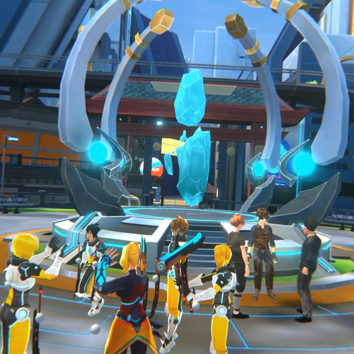 players congregate around a point of interest