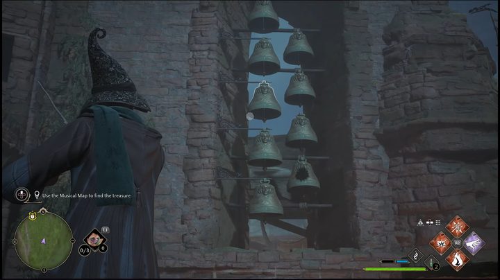 A wizard shooting bells with magic.
