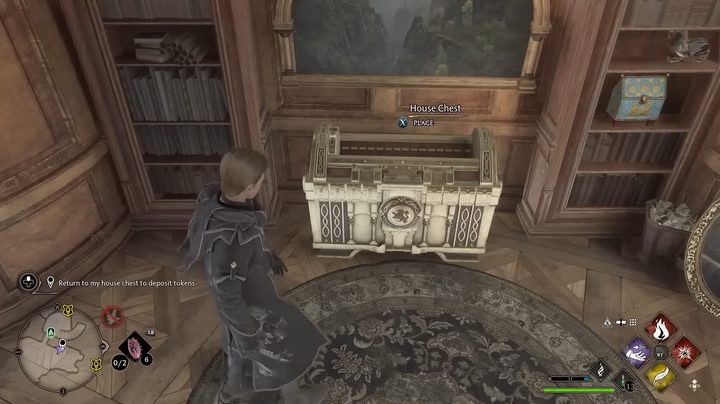 A wizard looking at the house chest.