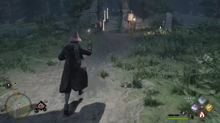 A wizard following floating candles.