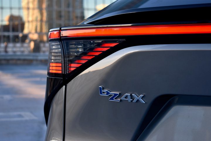 Rear badge of the 2023 Toyota bZ4X.