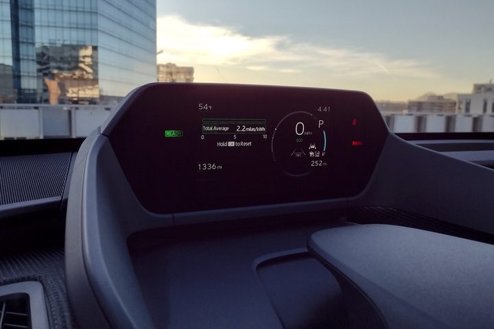 Digital instrument cluster in the 2023 Toyota bZ4X.