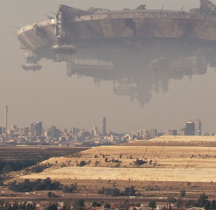 An alien spaceship hovers over South Africa in District 9.