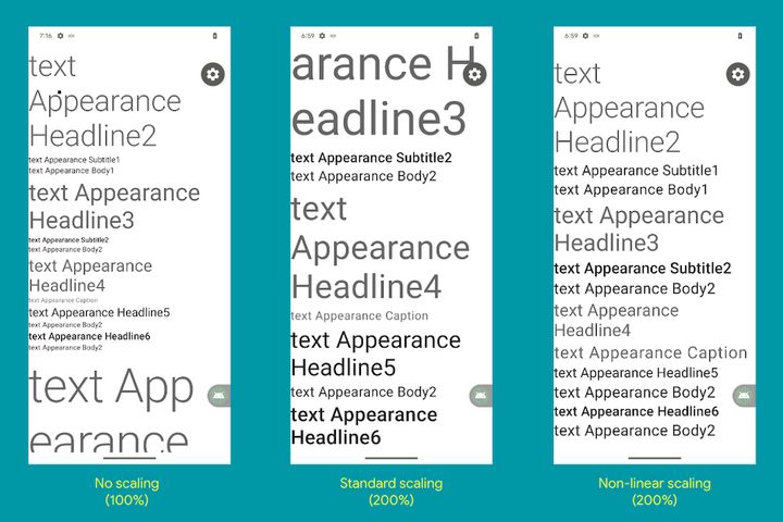 An example of how a 200% text font zoom will look in Android 14.