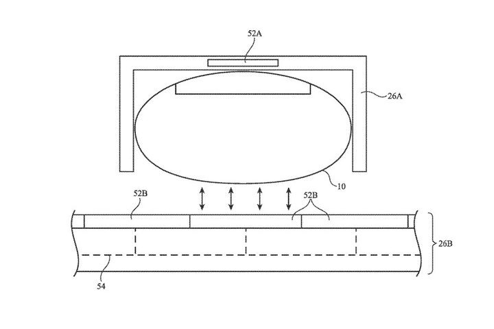 An image from an Apple patent shows a thimble-like device that would squeeze a user's finger to help soften the impact of the finger when it hits a touchscreen surface.