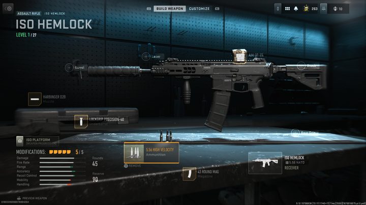The ISO Hemlock in Warzone 2.0.