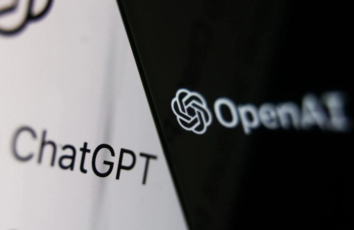 The ChatGPT name next to an OpenAI logo on a black and white background.