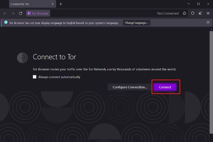 Connect to Tor screen on Tor Browser.