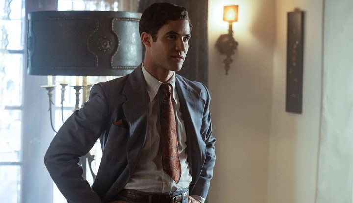 Darren Criss stands in Hollywood.