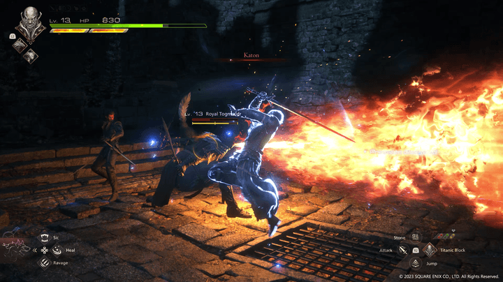 Clive slashes an enemy in Final Fantasy XVI.