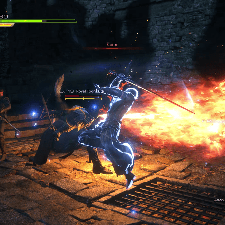 Clive slashes an enemy in Final Fantasy XVI.