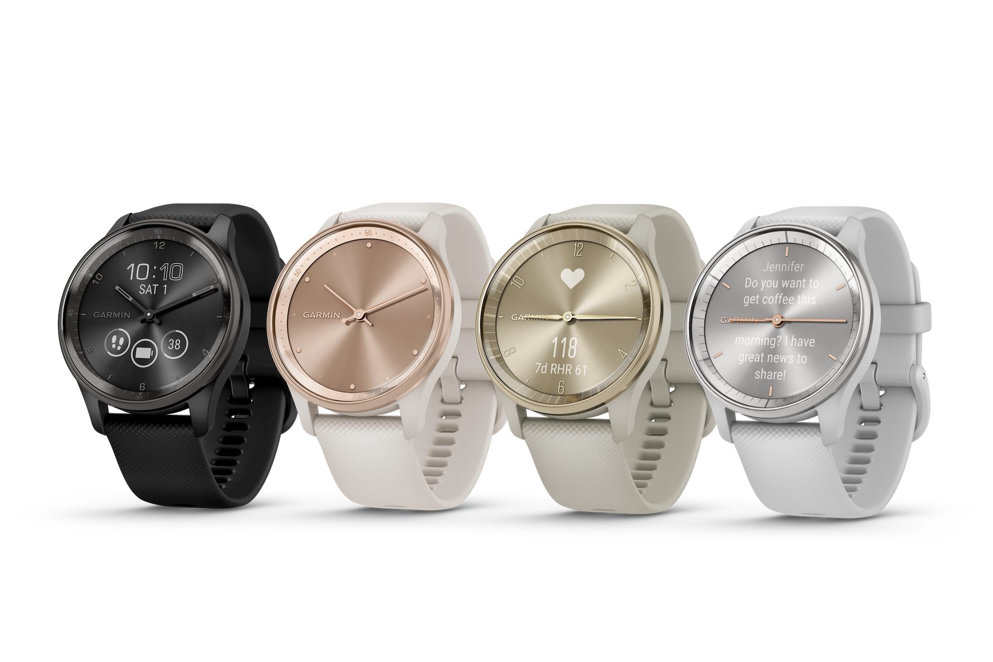 The Garmin Vivomove Trend collection of colors.
