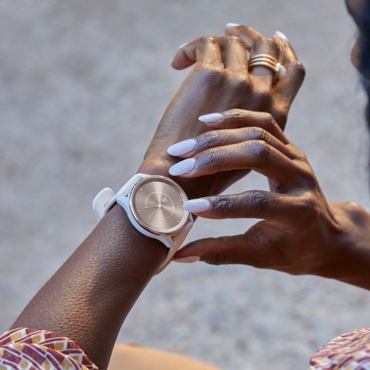 Garmin Vivomove Trend on a person's wrist.