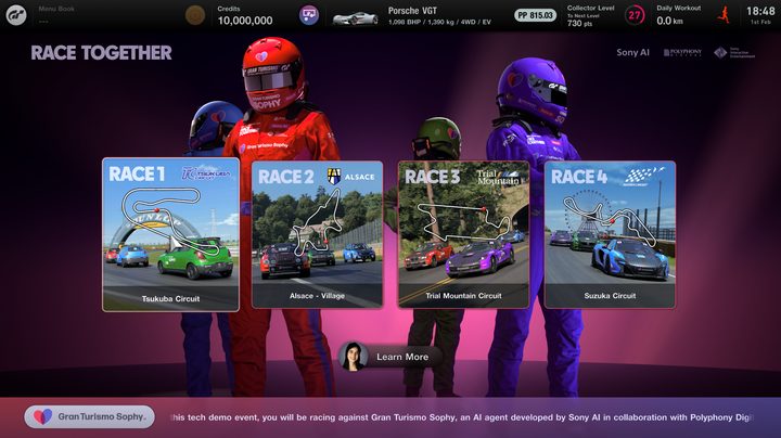 Gran Tursimo Sophy Race Together mode's race option menu in Gran Turismo 7.