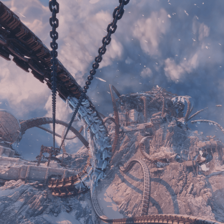 Tendrils wrap around a mountain in Horizon Call of the Mountain.
