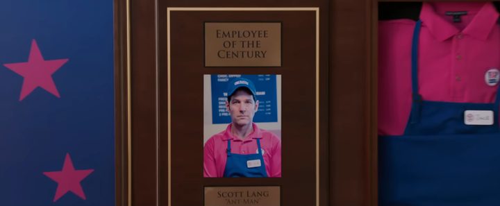 A plaque of Scott at Baskin Robbins in "Ant-Man and the Wasp: Quantumania."