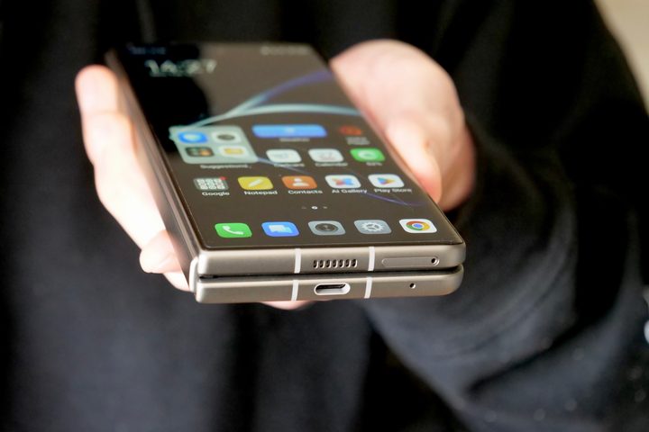 The Tecno Phantom V Fold's charging port.