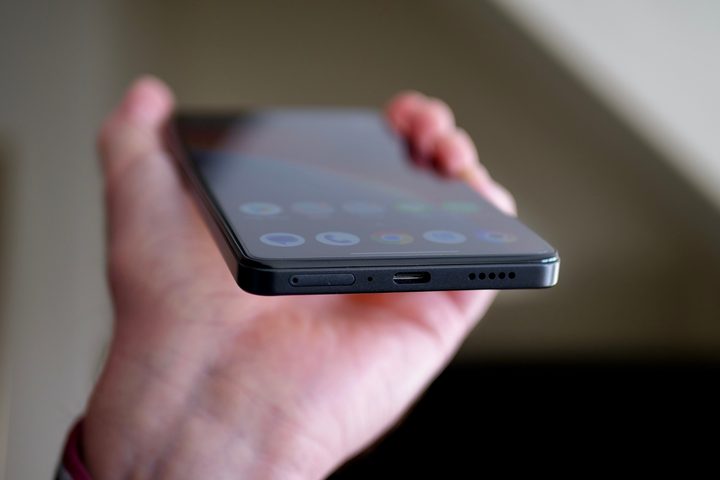 The charging port on the Poco X5 Pro.