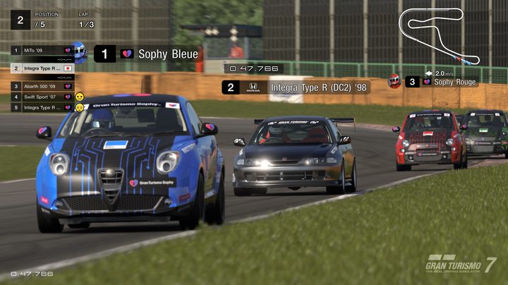 A replay of a Gran Turismo Sophy Race Together match in Gran Turismo 7.