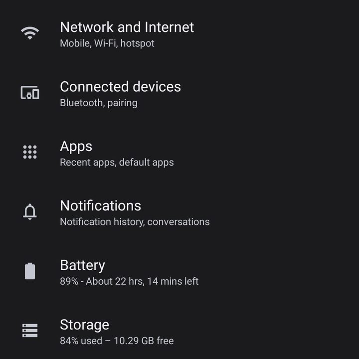 Settings on the Nokia G60.