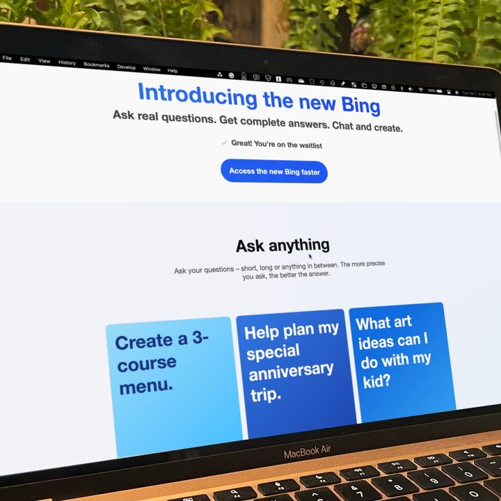The new Bing chat preview can be seen even on a MacBook.