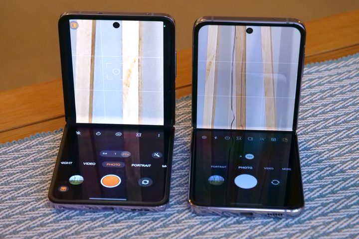 The folded viewfinder mode on the Samsung Galaxy Z Flip 4 and Oppo Find N2 Flip.
