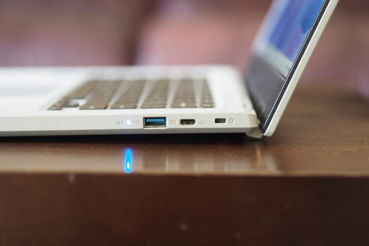 Acer Chromebook Vero 514 side view showing ports and display.