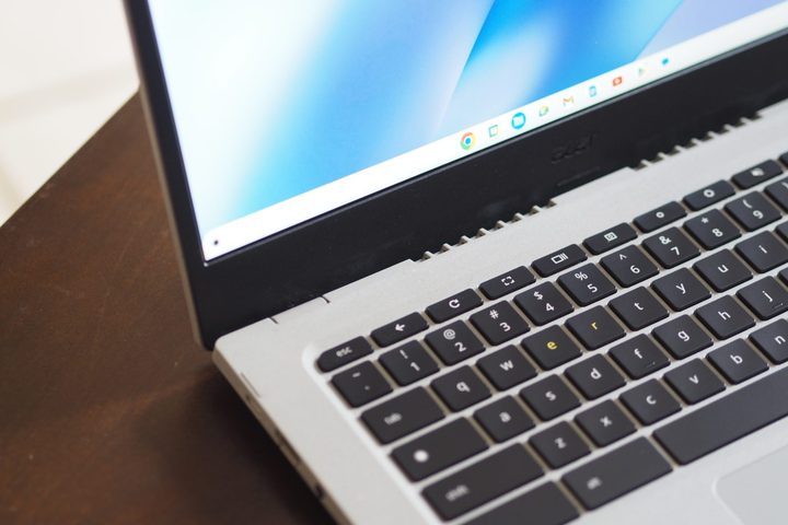 Acer Chromebook Vero 514 top down view showing vents.