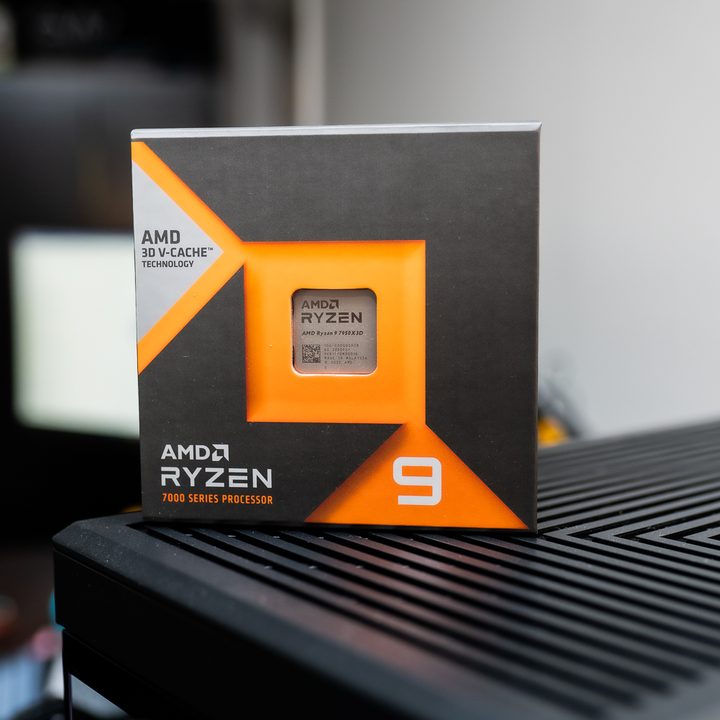 AMD's Ryzen 9 7950X3D sitting in the box.