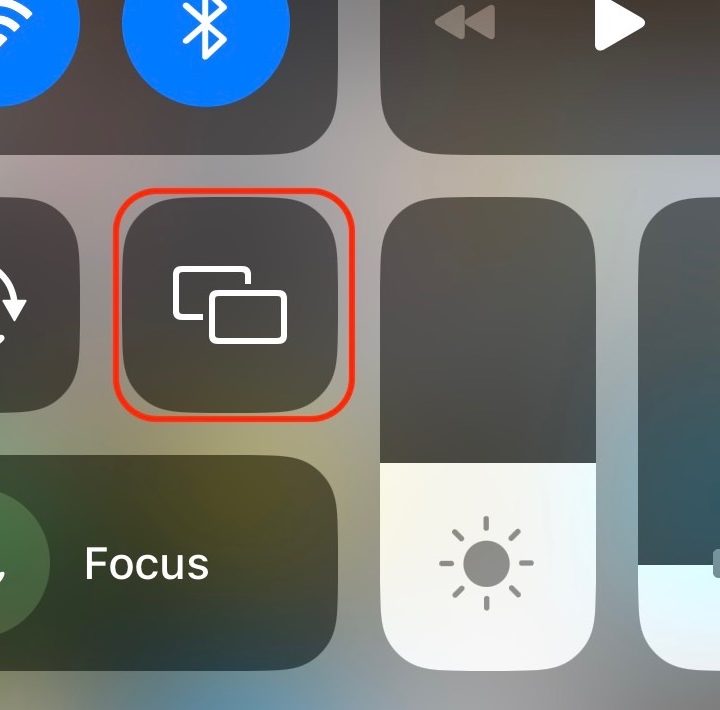 AirPlay screen mirroring option inside the Control Center for iOS.