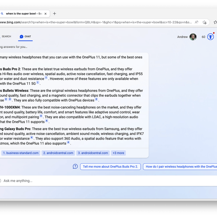 Bing copilot search result.