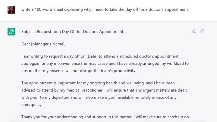 A ChatGPT generated email.