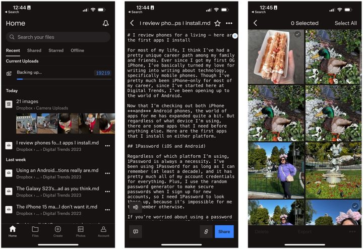 Dropbox screenshots