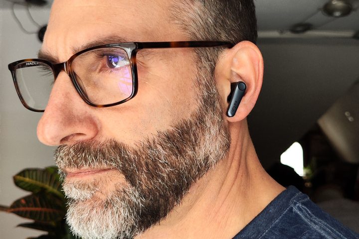 Man wearing Earfun Air Pro 3.