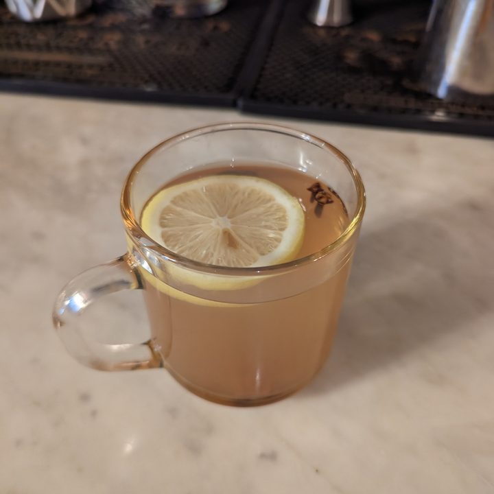 Pixel 7 Pro night mode photo of a hot toddy.