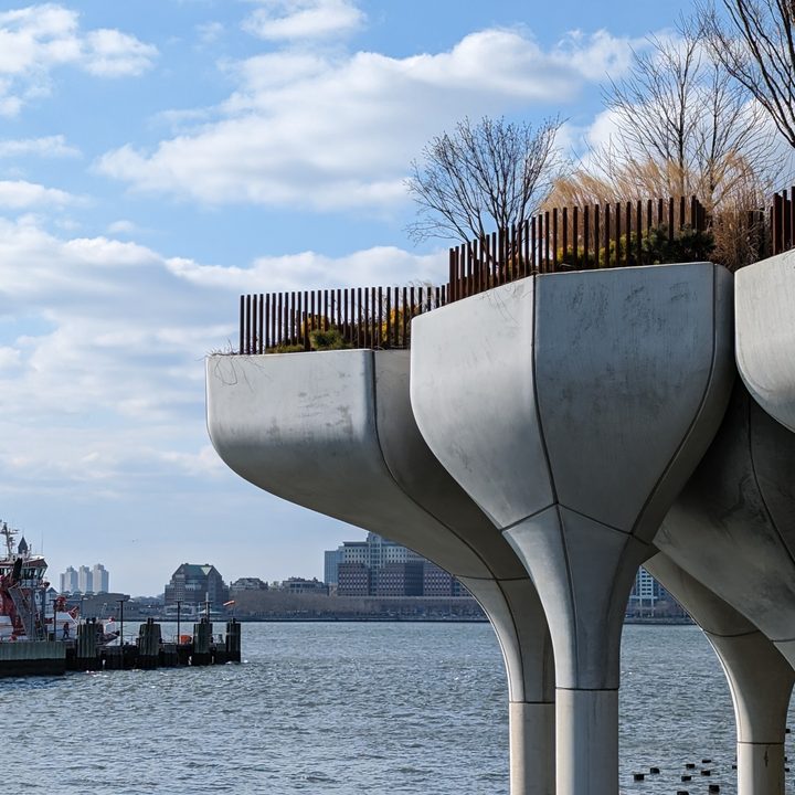 Pixel 7 Pro telephoto picture of Little Island in NYC.