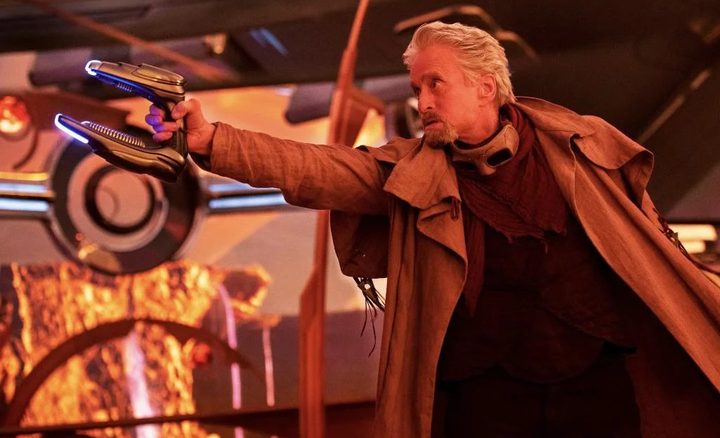 Hank Pym aims his gun in Ant-Man 3.