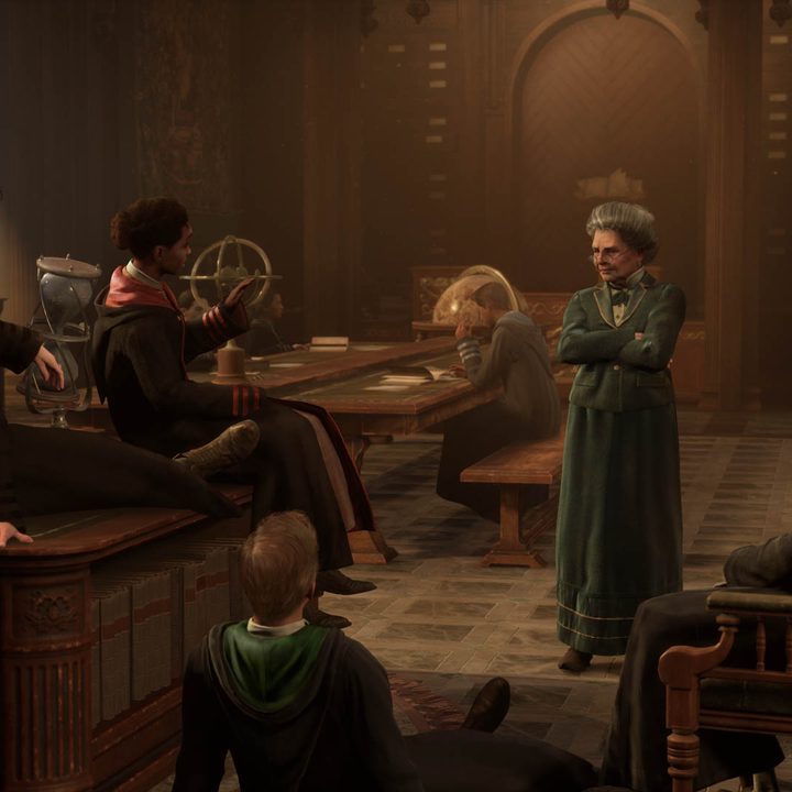 A teacher teaches students in Hogwarts Legacy.