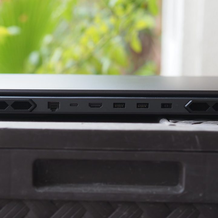 Lenovo Legion Pro 7i rear edge showing ports and gents.