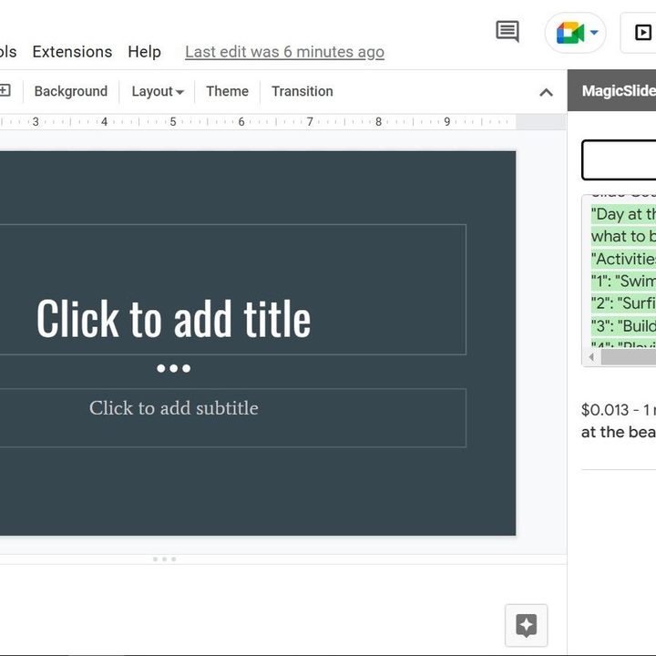 MagicSlides extension for Google Slides.