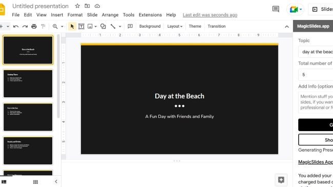 The MagidSlides extension for Google Slides complete.