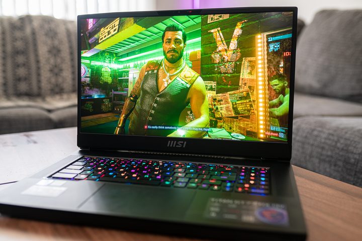 Cyberpunk 2077 running on the MSI GT77 Titan.