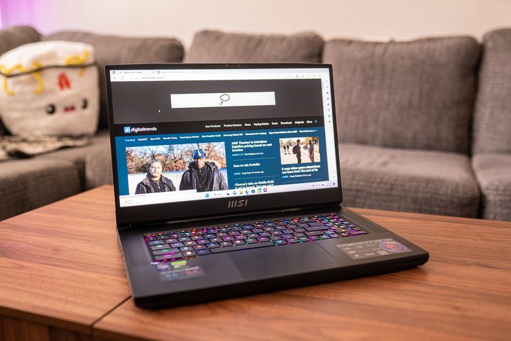 The Digital Trends website on the MSI GT77 Titan.
