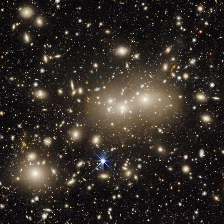 This is an image centered on a relatively nearby galaxy cluster dubbed Abell 3158.