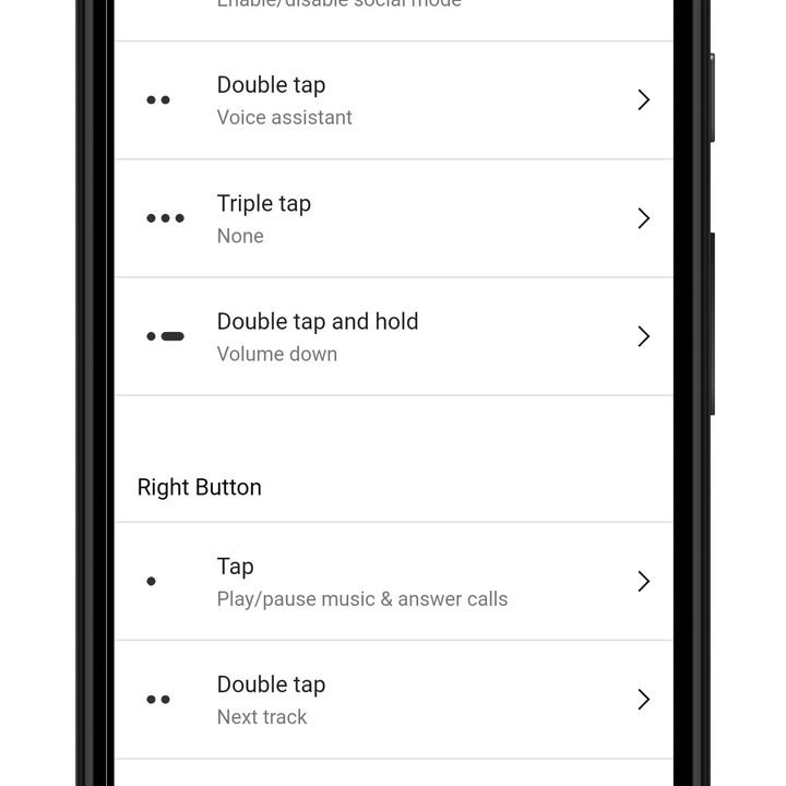 Nura app for Android control settings.