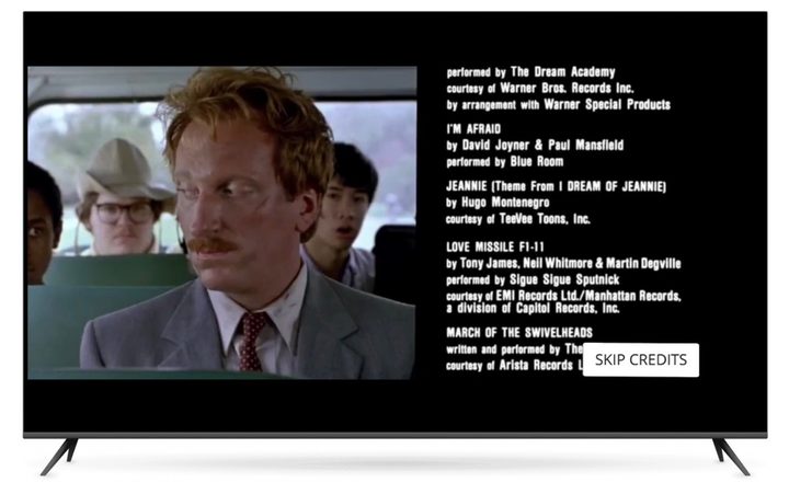 A mid-credits scene from Ferris Bueller's Day Off showing Plex's Skip Credits option.