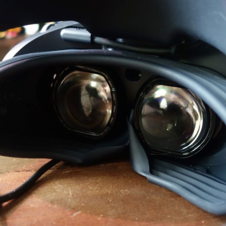 A close view of the PlayStation VR2's lenses.