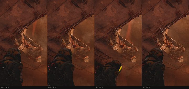 Upscaling options compared in Returnal.