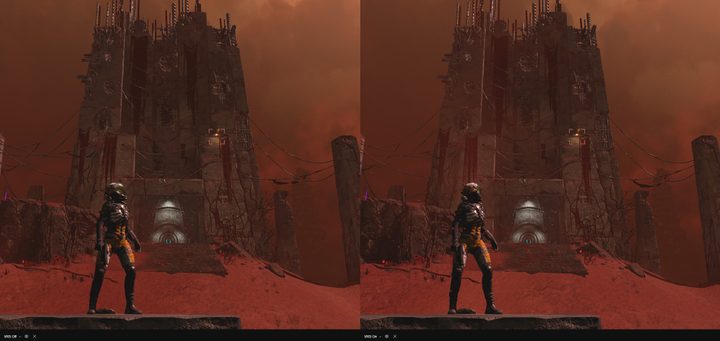 Variable rate shading in Returnal on PC.